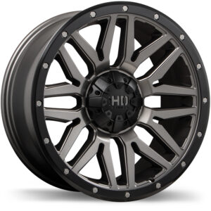 Fast HD Menace Gunmétal satiné avec bordure noire 17x8.0 6x135 / 139.7mm