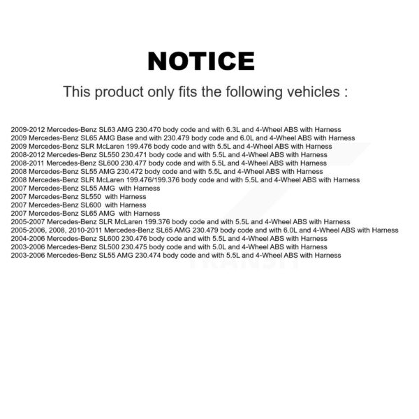 Mpulse Front ABS Wheel Speed Sensor For Mercedes-Benz SL500 SL550 SL55 AMG SL63 SL600 – Image 2